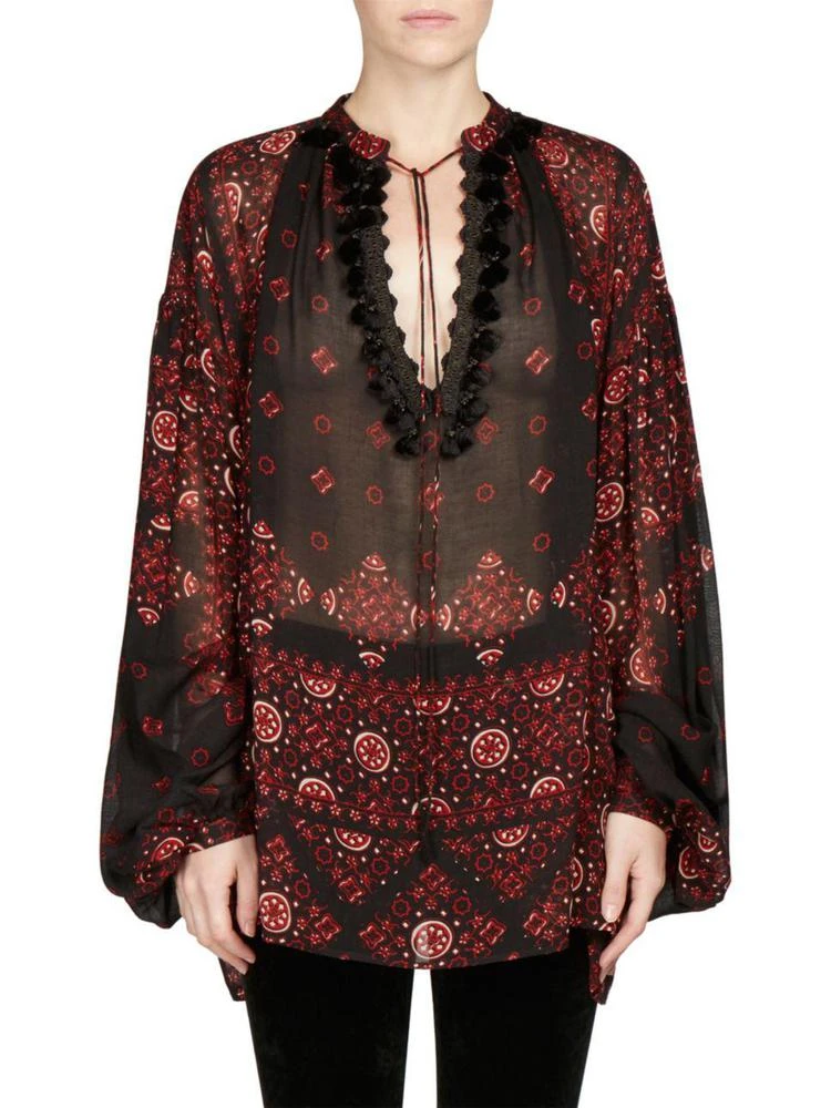 商品Yves Saint Laurent|Saint Laurent - Printed Peasant Blouse,价格¥8041,第1张图片