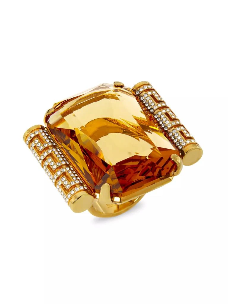 商品Versace|Greca Goldtone &amp; Glass Crystal Cocktail Ring,价格¥5424,第1张图片