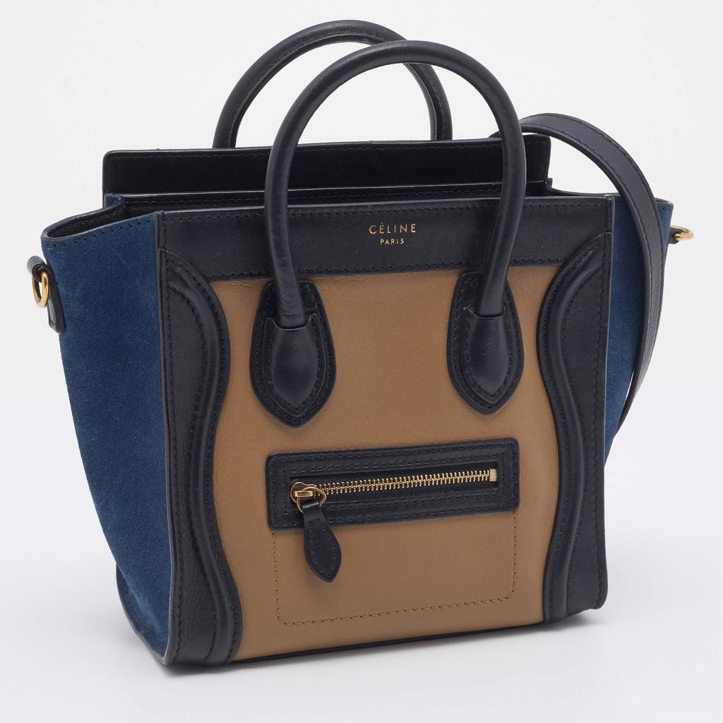 Celine Tri Color Leather and Suede Nano Luggage Tote商品第3张图片规格展示