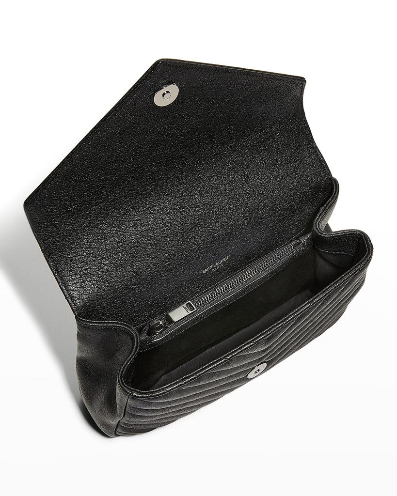 College Medium Monogram YSL V-Flap Crossbody Bag - Black Hardware商品第3张图片规格展示