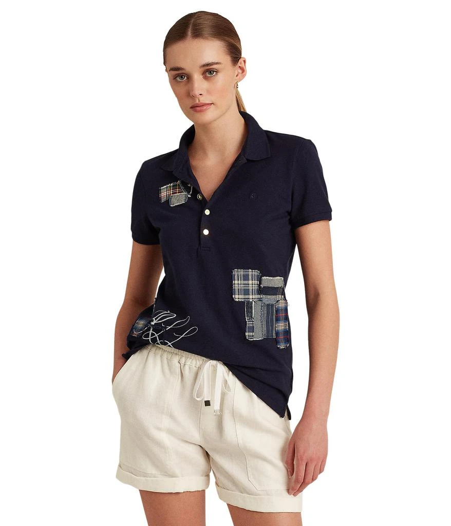 商品Ralph Lauren|Petite Patchwork Jersey Short Sleeve Tee,价格¥444,第1张图片