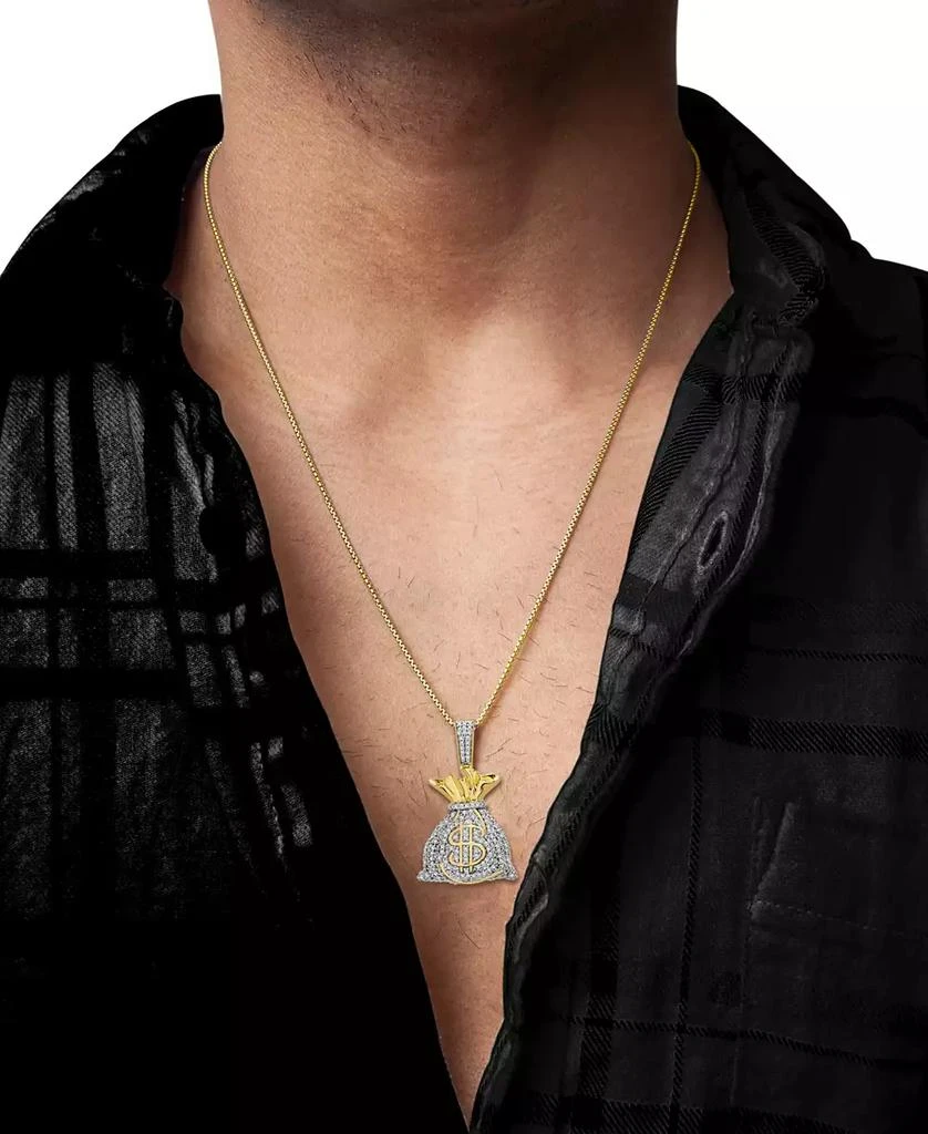 商品Macy's|Men's Diamond MoneyBag 22" Pendant Necklace (1/2 ct. t.w.) in 14k Gold-Plated Sterling Silver,价格¥2842,第2张图片详细描述