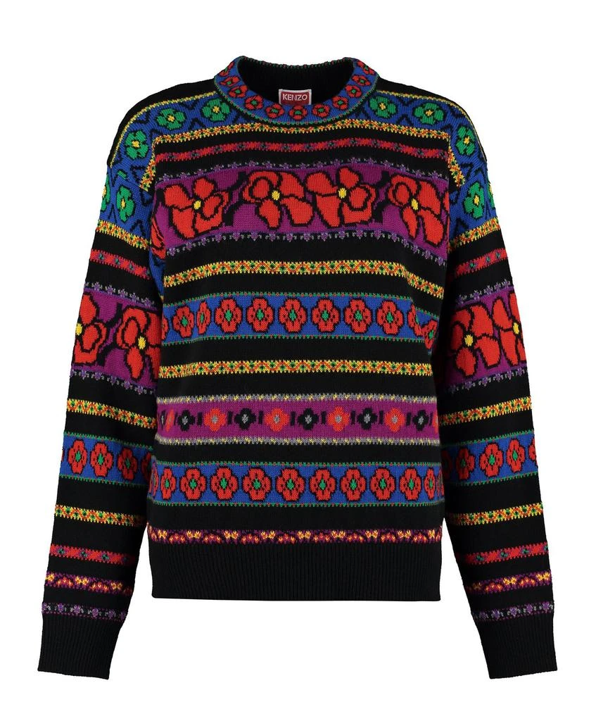 商品Kenzo|Kenzo Floral-Pattern Panelled Knitted Sweater,价格¥1998,第1张图片