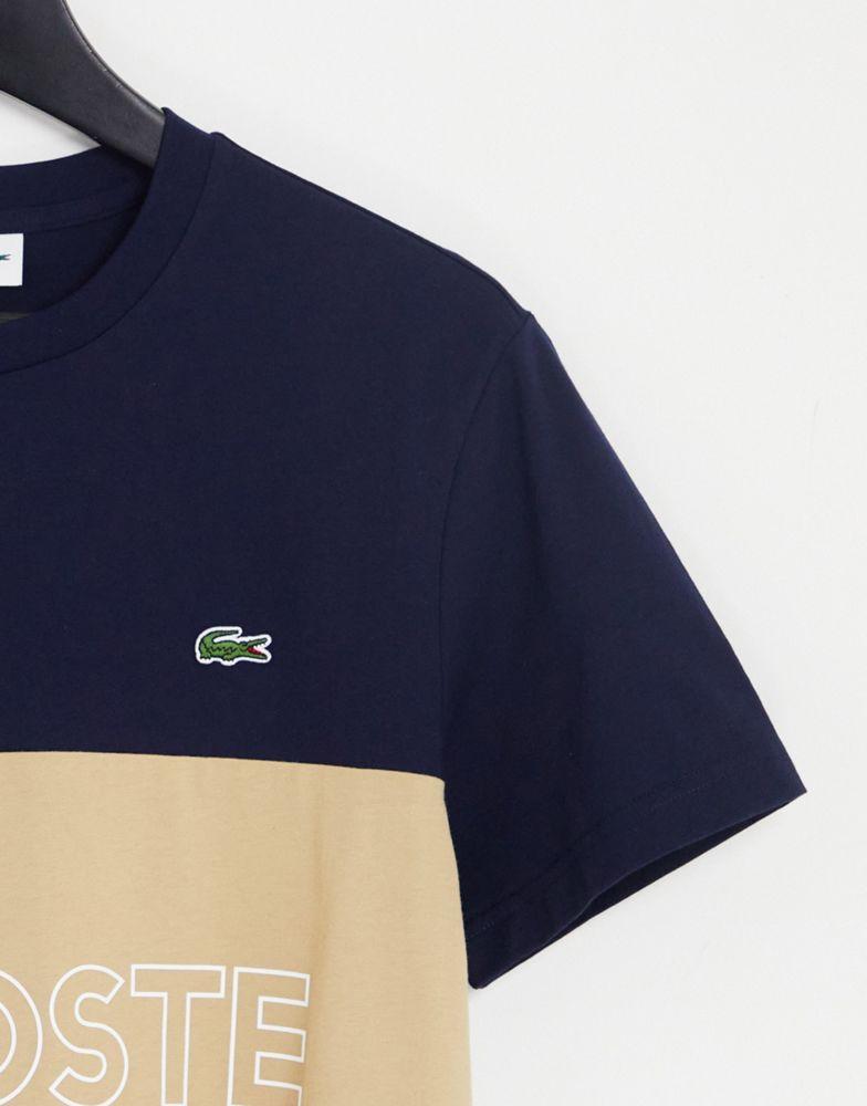 Lacoste cut and sew t-shirt in navy/red商品第4张图片规格展示