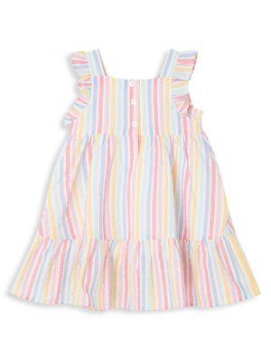 Little Girl’s Rainbow Striped Dress商品第2张图片规格展示