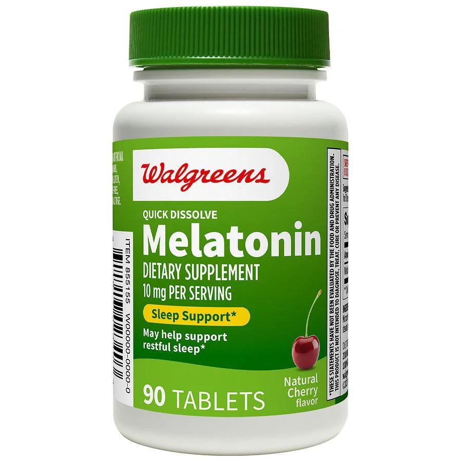 商品Walgreens|Quick Dissolve Melatonin 10 mg Tablets (90 days) Natural Cherry,价格¥191,第1张图片