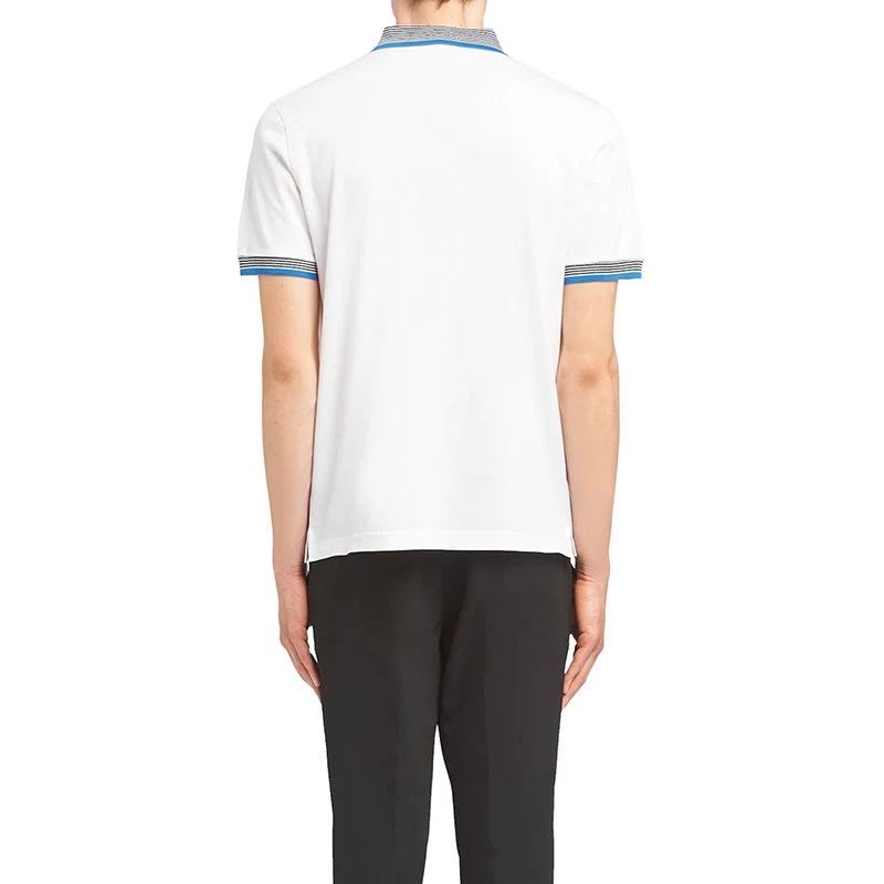 商品Prada|【预售3-7天】PRADA/普拉达 22年春夏 男士白色棉质撞色条纹细节短袖Polo衫UJN766_1ZP5_F0009_S_212,价格¥5517,第6张图片详细描述