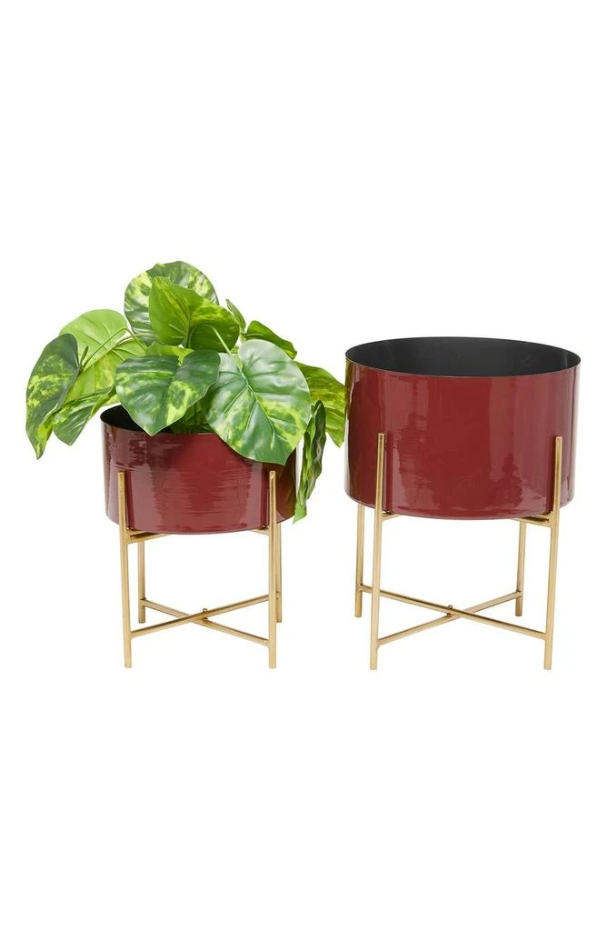 商品GINGER BIRCH STUDIO|Red Metal Modern Planter - Set of 2,价格¥616,第1张图片