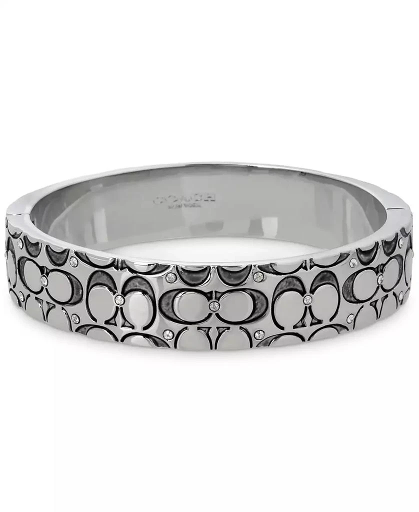 商品Coach|Silver-Tone Crystal Quilted C Bangle Bracelet,价格¥1101,第1张图片