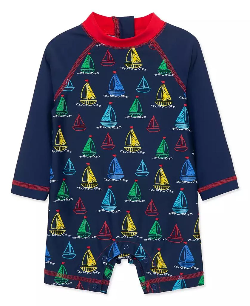 商品Little Me|Baby Boys Boat Long Sleeve Rash Guard Swimsuit,价格¥81,第1张图片