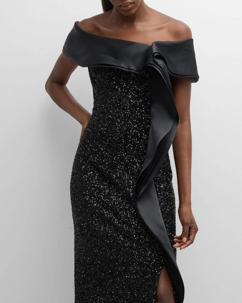 Off-Shoulder Ruffle Column Gown 商品