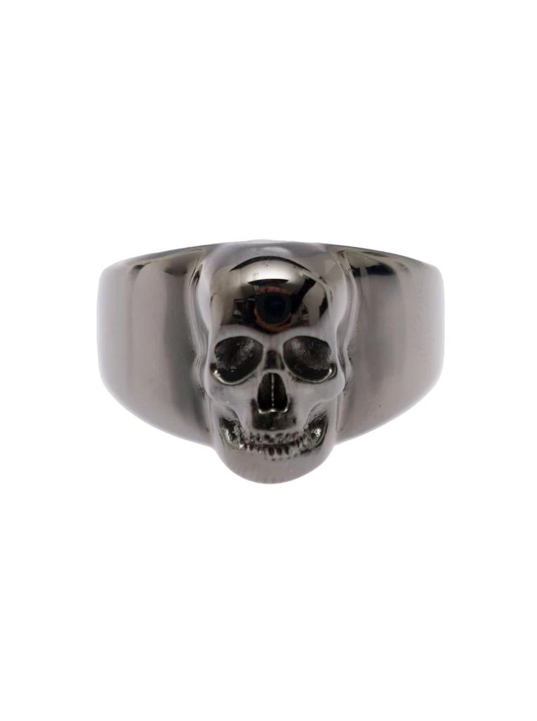 商品Alexander McQueen|Silver-tone Band Ring With Skull In Brass Man,价格¥1800,第1张图片