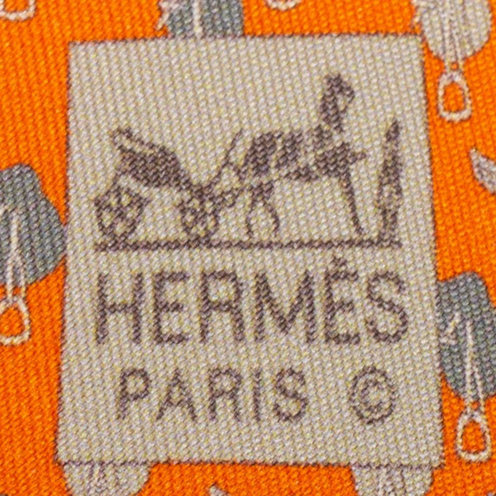 商品[二手商品] Hermes|Hermes Orange Horse Printed Silk Tie,价格¥1045,第5张图片详细描述