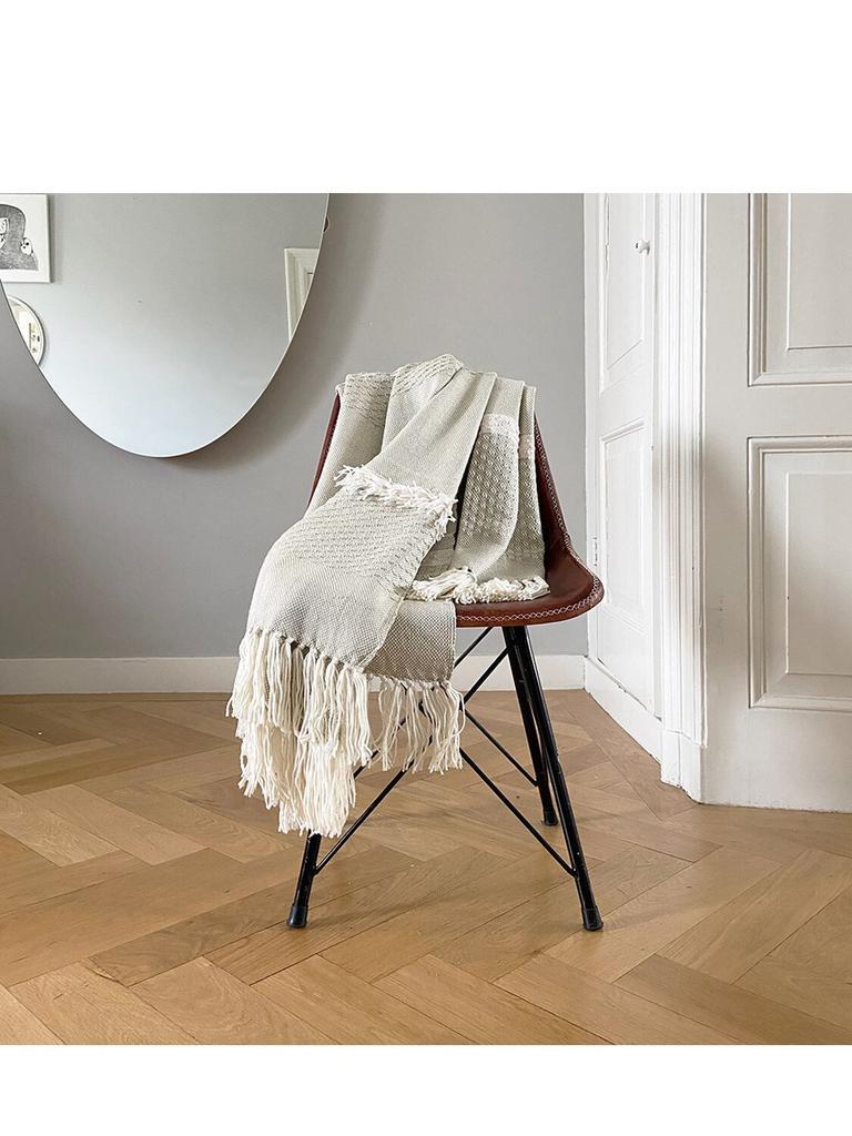 商品MALAGOON|Offwhite Fringed Acrylic & Wool Throw,价格¥628,第1张图片