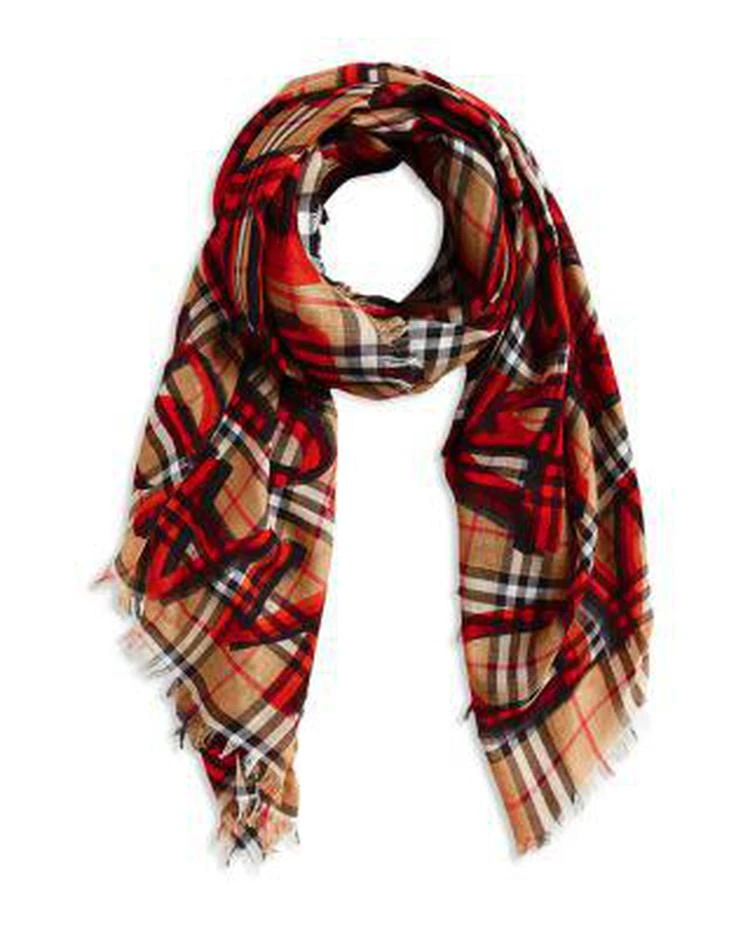 商品Burberry|Marker Text Check Gauze Scarf  ,价格¥2015,第1张图片