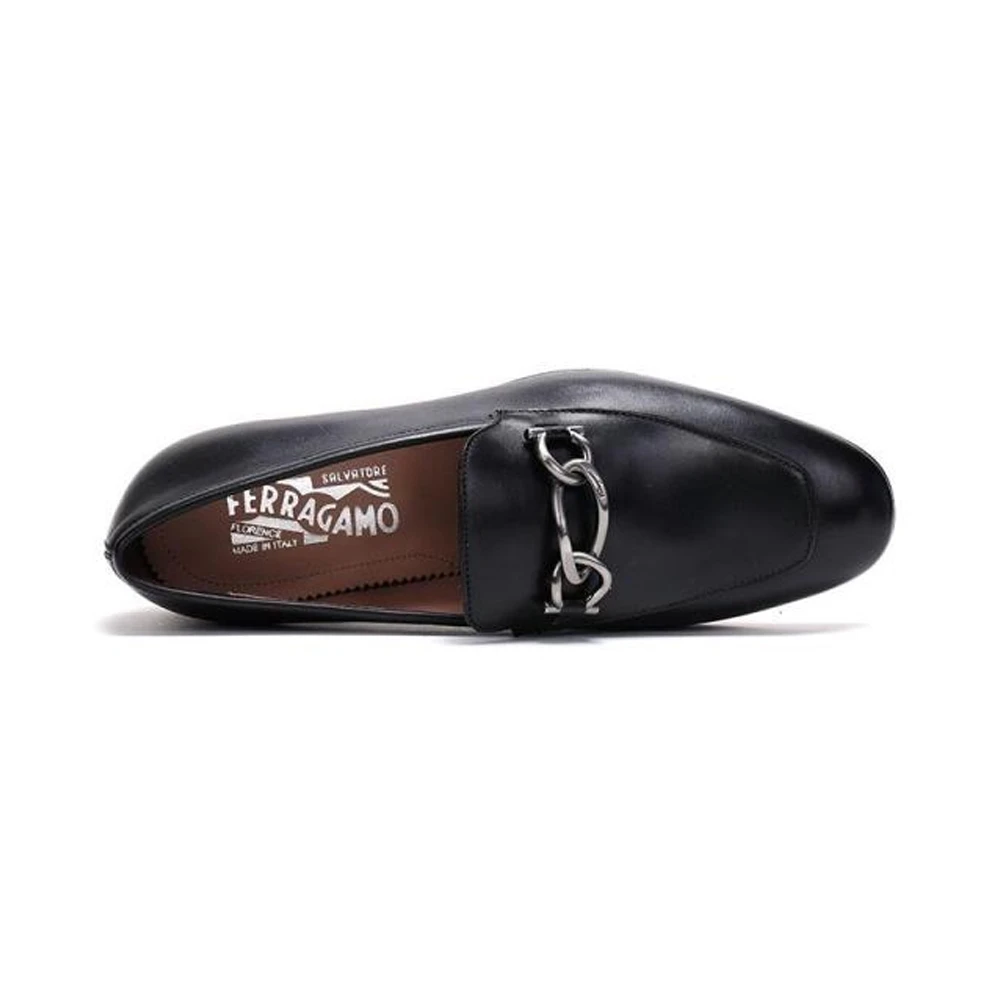 SALVATORE FERRAGAMO 男士黑色牛皮乐福鞋皮鞋 0696061 商品