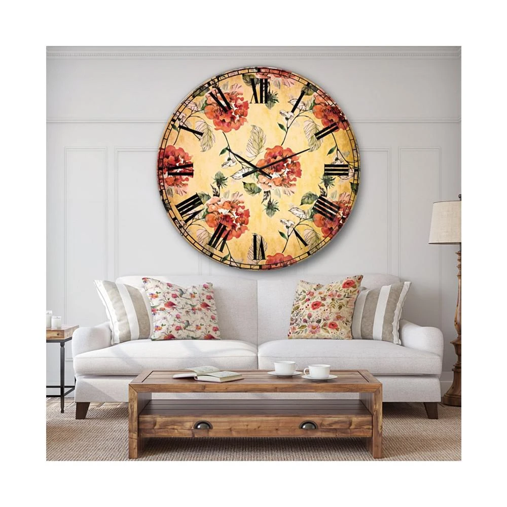 商品Designart|Floral Oversized Round Metal Wall Clock - 36 x 36,价格¥1727,第3张图片详细描述