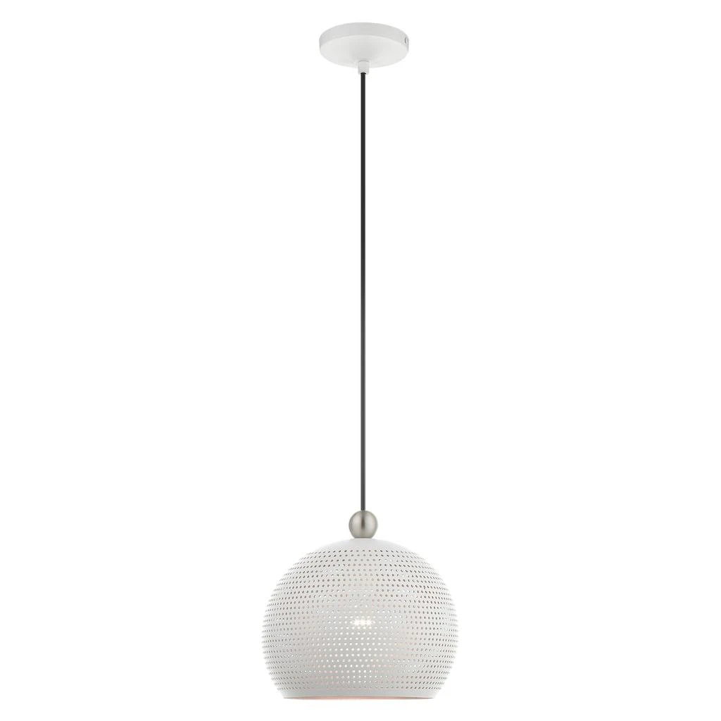 商品Livex Lighting|One Light White with Brushed Nickel Accents Pendant,价格¥1337,第1张图片
