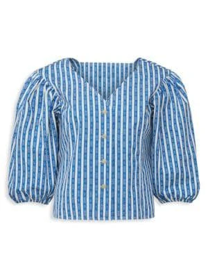 商品[二手商品] Tory Burch|Gemini Striped Puff-Sleeve Cropped Shirt,价格¥318,第5张图片详细描述