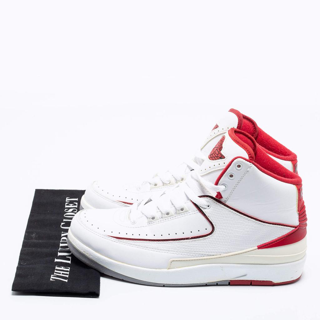 Jordan 2 Retro White/Red Leather High Top Sneakers Size 41商品第9张图片规格展示