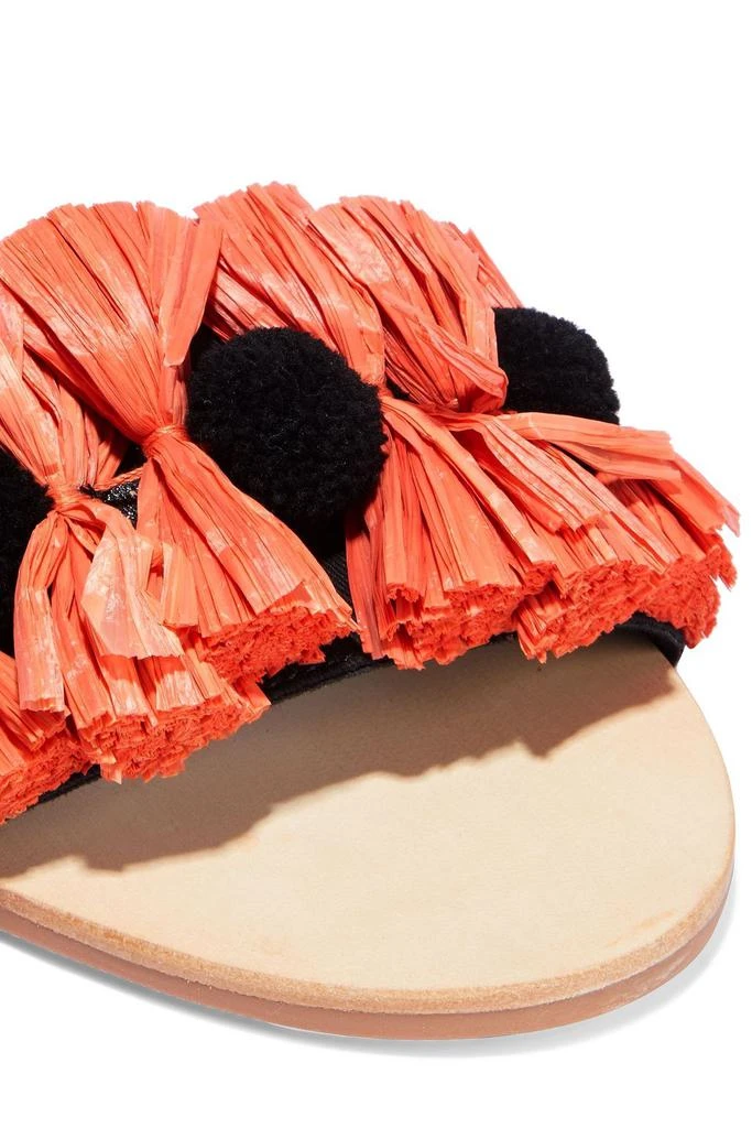 商品MANEBÍ|Yucatan pompom-embellished tasseled raffia and twill slides,价格¥292,第4张图片详细描述