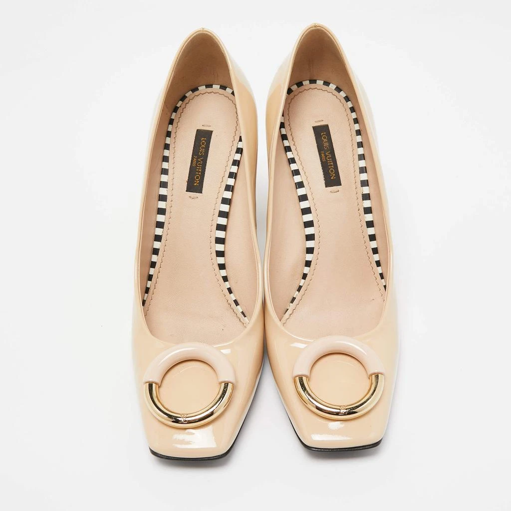 商品[二手商品] Louis Vuitton|Louis Vuitton Beige Patent Leather Madeleine Block Heel Pumps Size 39.5,价格¥3472,第3张图片详细描述