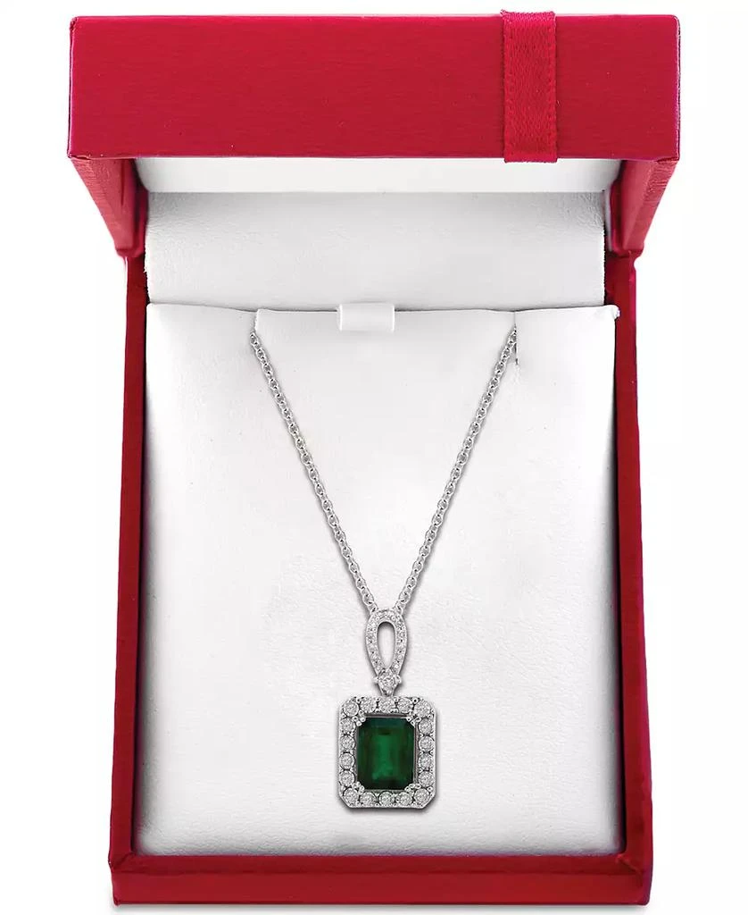 商品Effy|EFFY® Emerald (2-1/5 ct. t.w.) & Diamond (1/4 ct. t.w.) 18" Pendant Necklace in 14k White Gold (Also Available in 14k Yellow Gold),价格¥36284,第2张图片详细描述