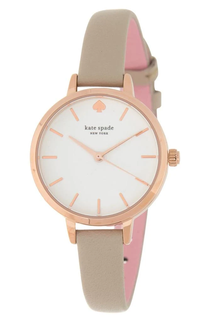 商品Kate Spade|women's metro leather strap watch, 30mm,价格¥891,第1张图片