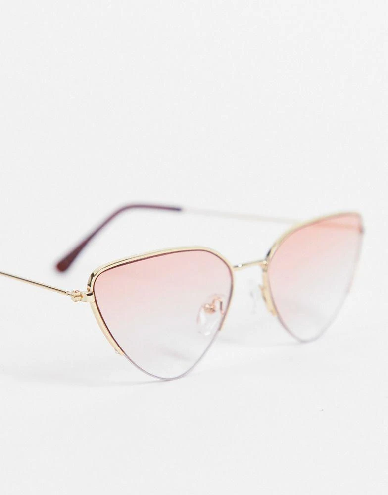 商品ASOS|ASOS DESIGN metal cat eye sunglasses in gold with pink lens,价格¥79,第4张图片详细描述
