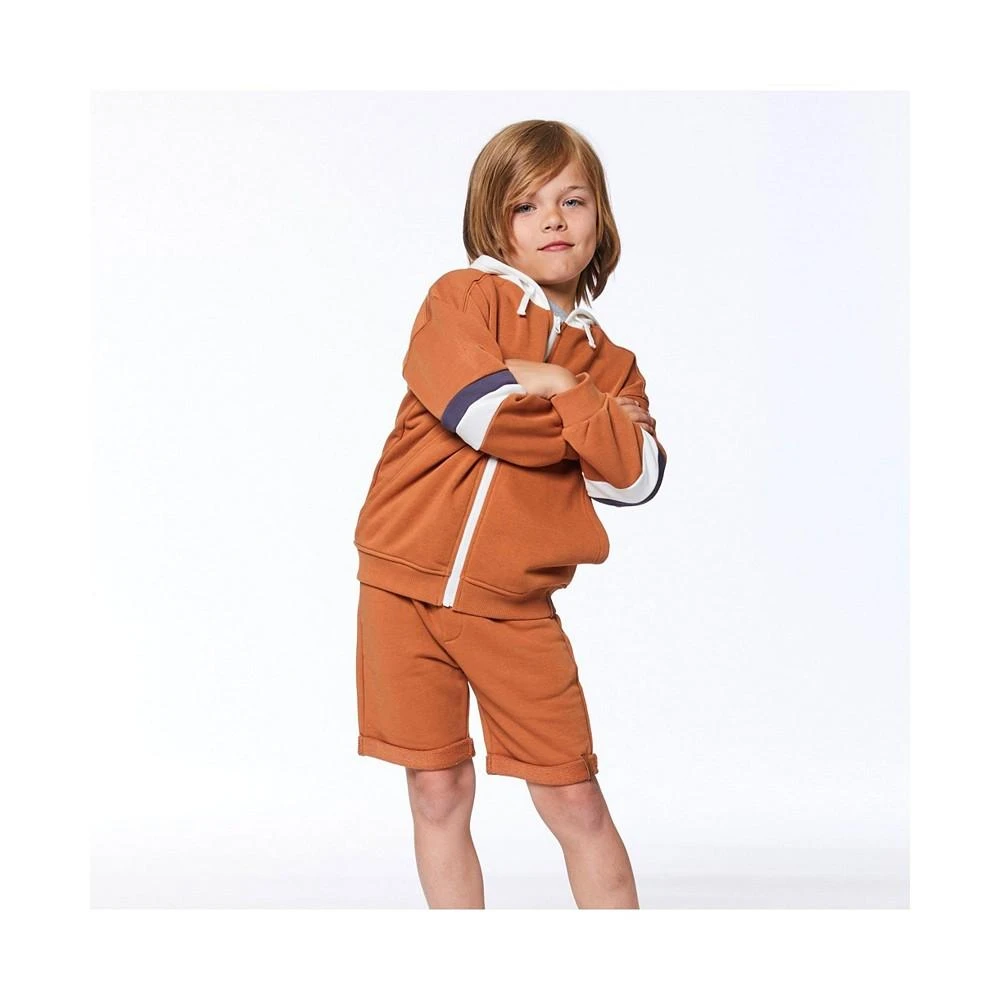 商品Deux par Deux|Boy Hooded French Terry Cardigan Brown - Toddler|Child,价格¥224,第2张图片详细描述