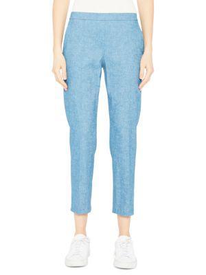 商品Theory|Treeca Stretch-Linen Cropped Pants,价格¥638,第1张图片