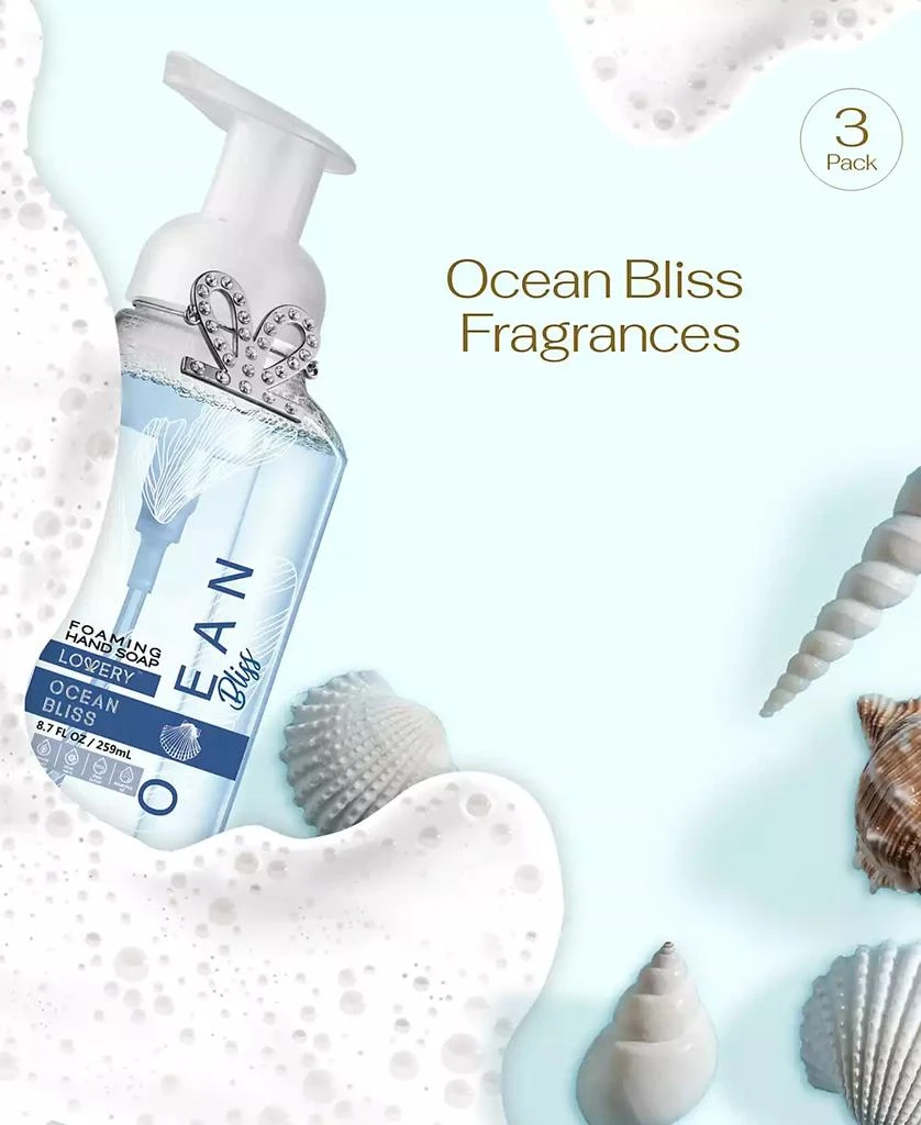 商品Lovery|Hand Foaming Soap in Ocean Bliss, Moisturizing Hand Soap with Flawless Crystal Heart Bracelet - Hand Wash Set, 4 Piece,价格¥270,第2张图片详细描述