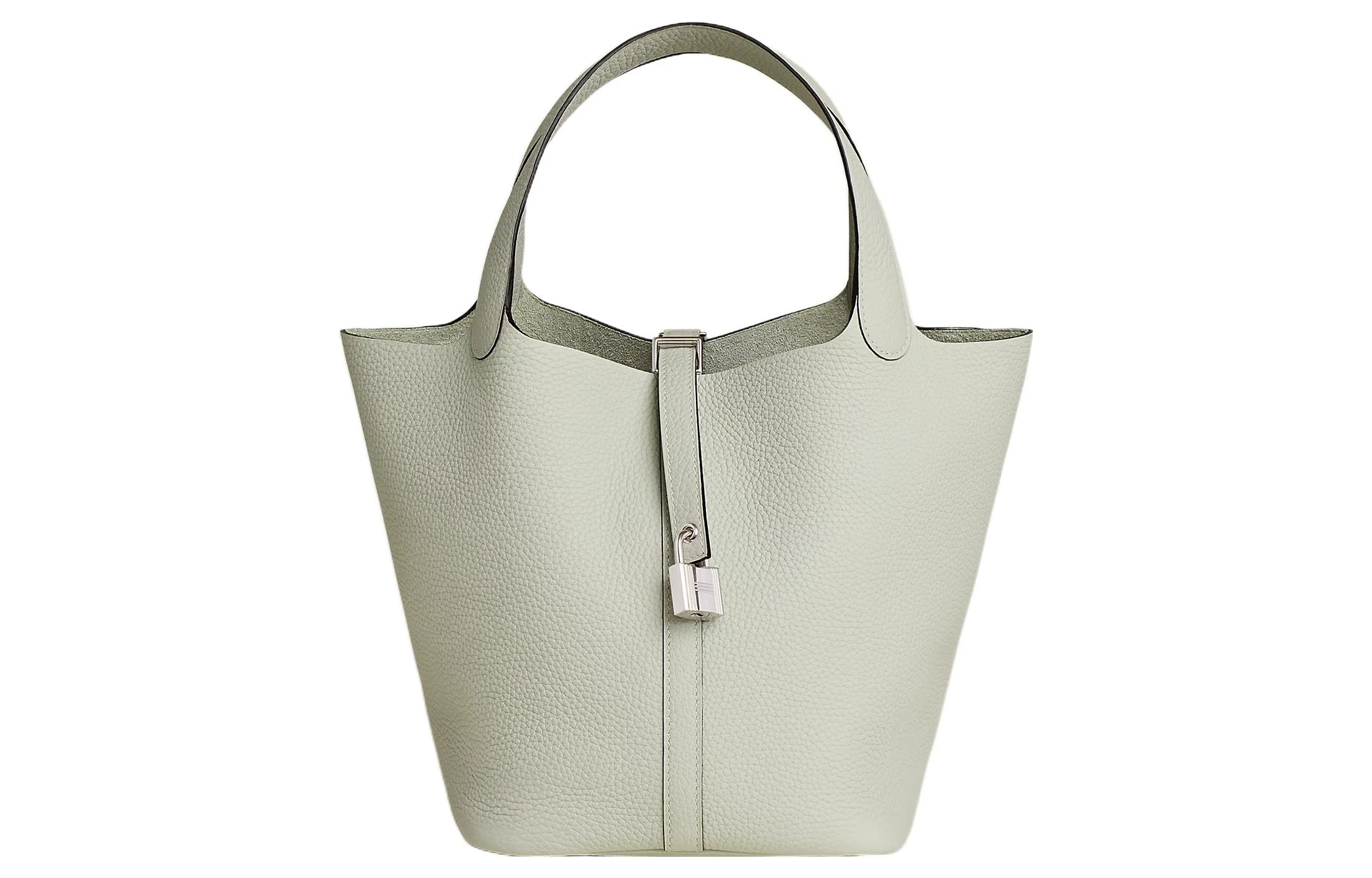 商品[国内直发] Hermes|爱马仕 Picotin Lock 22 菜篮子 Clemence小公牛皮 银扣 水桶包手提包 22 女款 0W Gris Neve 冰晶灰,价格¥37549,第1张图片