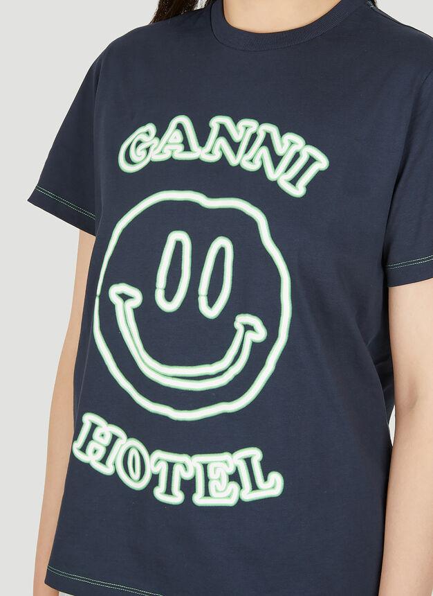 Smiley Hotel Print T-Shirt in Navy商品第5张图片规格展示