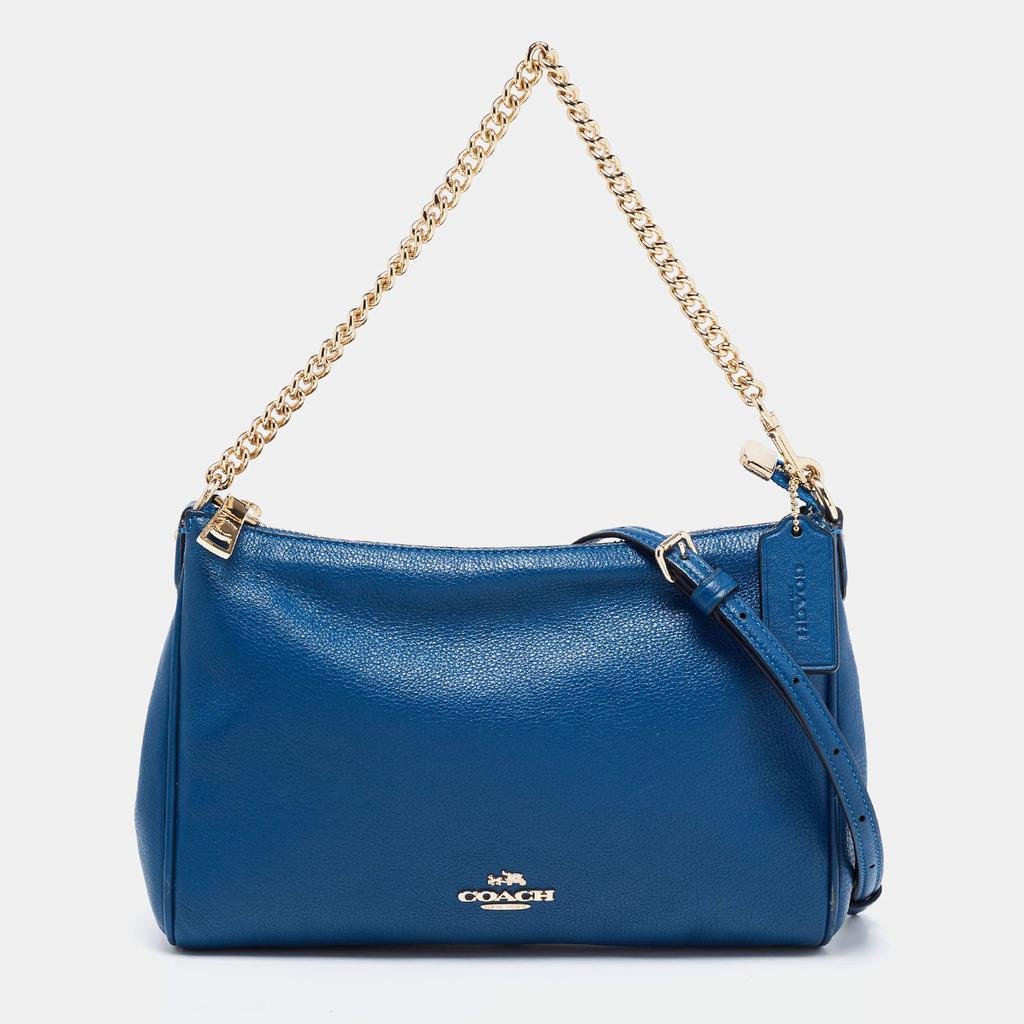 商品[二手商品] Coach|Coach Blue Leather Top Zip Chain Shoulder Bag,价格¥1557,第1张图片