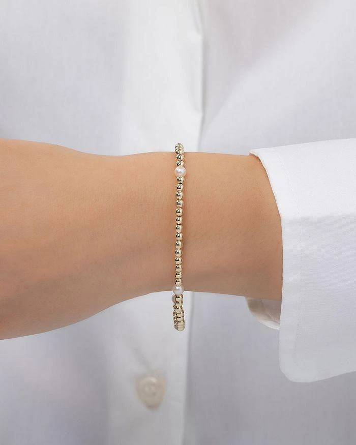 商品Zoe Lev|14K Yellow Gold Cultured Freshwater Pearl Station Beaded Stretch Bracelet,价格¥2097,第3张图片详细描述