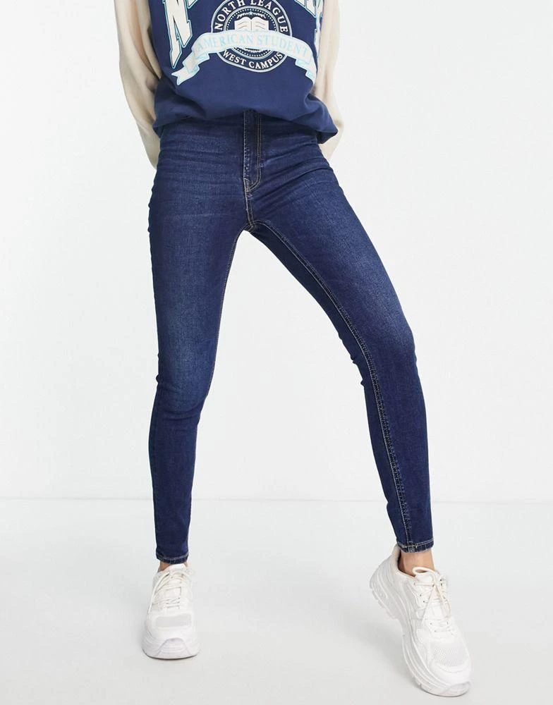 商品Stradivarius|Stradivarius Tall super high waist skinny jean in mid blue,价格¥121,第3张图片详细描述