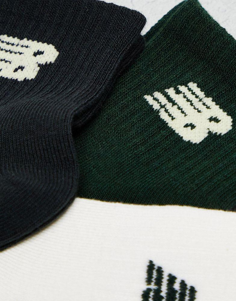 New Balance 3 pack members club ankle socks green/black/white商品第3张图片规格展示