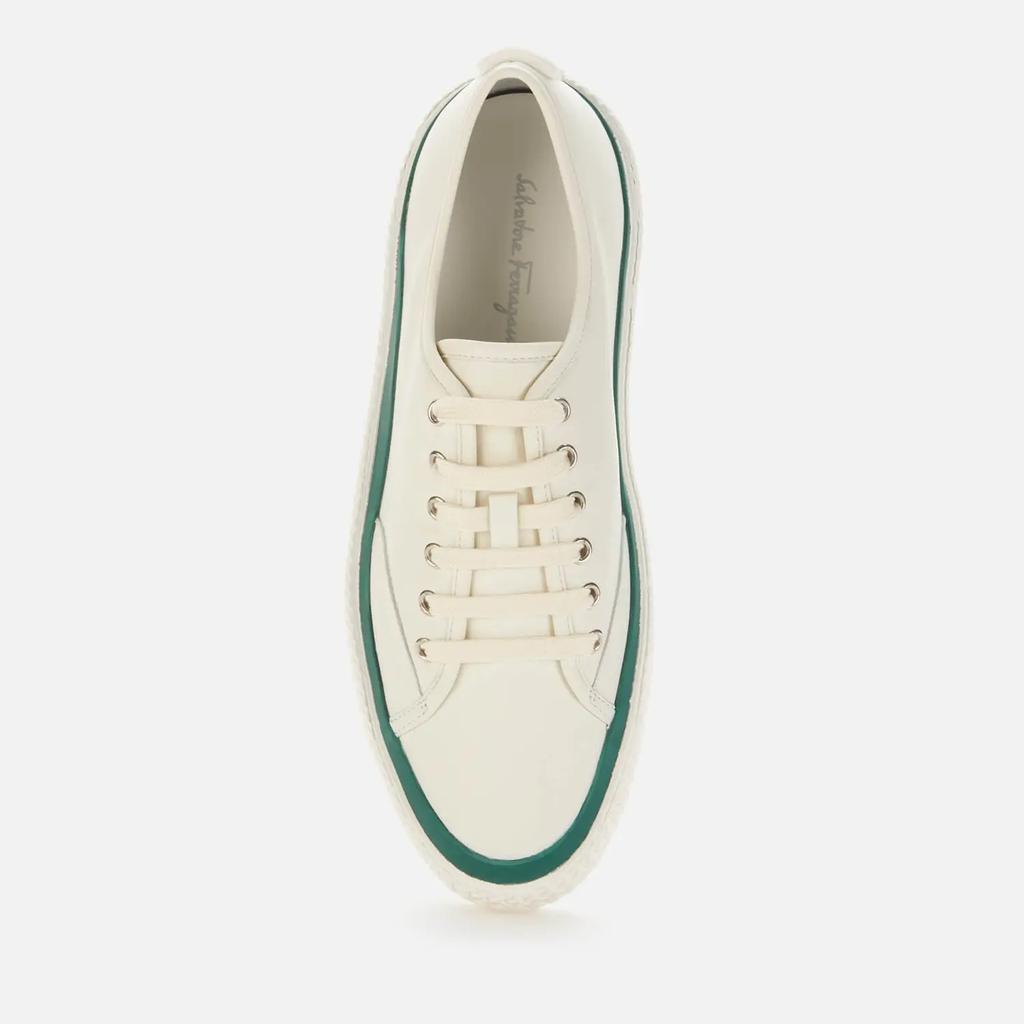 商品Salvatore Ferragamo|Salvatore Ferragamo Men's Storm Leather Low Top Trainers - White,价格¥1981,第5张图片详细描述