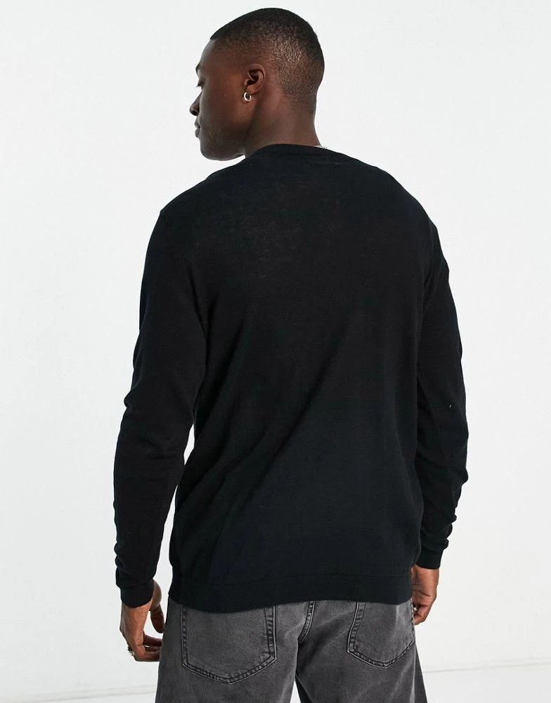 商品ASOS|ASOS DESIGN knitted cotton v-neck jumper in black,价格¥192,第2张图片详细描述