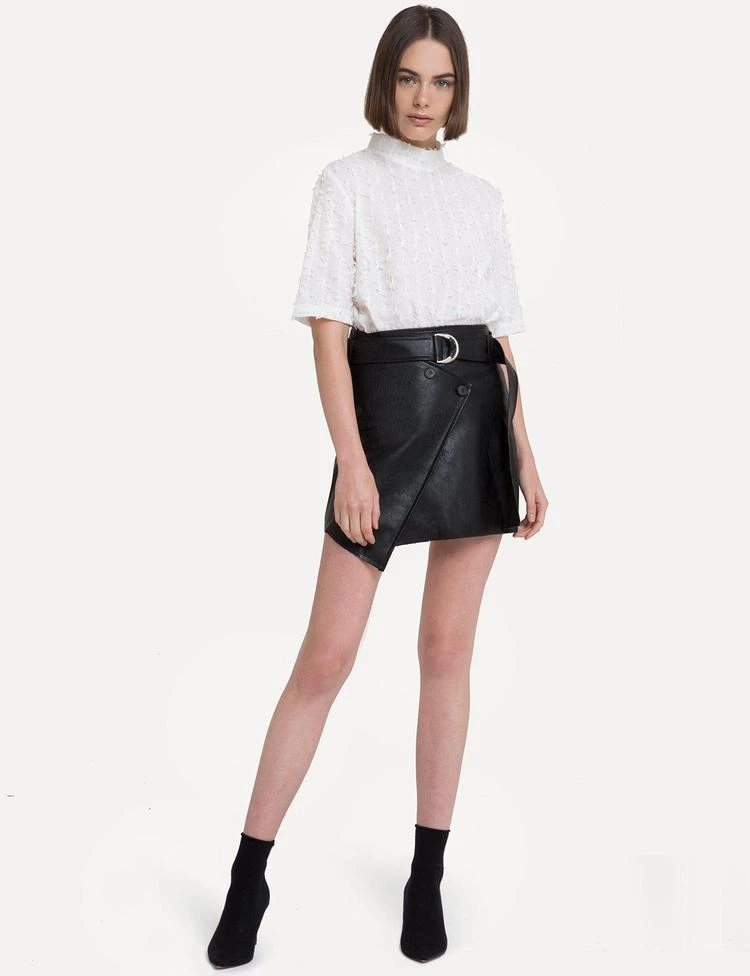 商品Pixie Market|Asymmetric Button Vegan Leather Belted Skirt,价格¥737,第1张图片