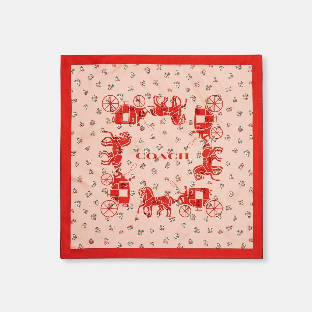 商品Coach|Coach Outlet Horse And Carriage Tea Rose Print Silk Bandana,价格¥243,第1张图片