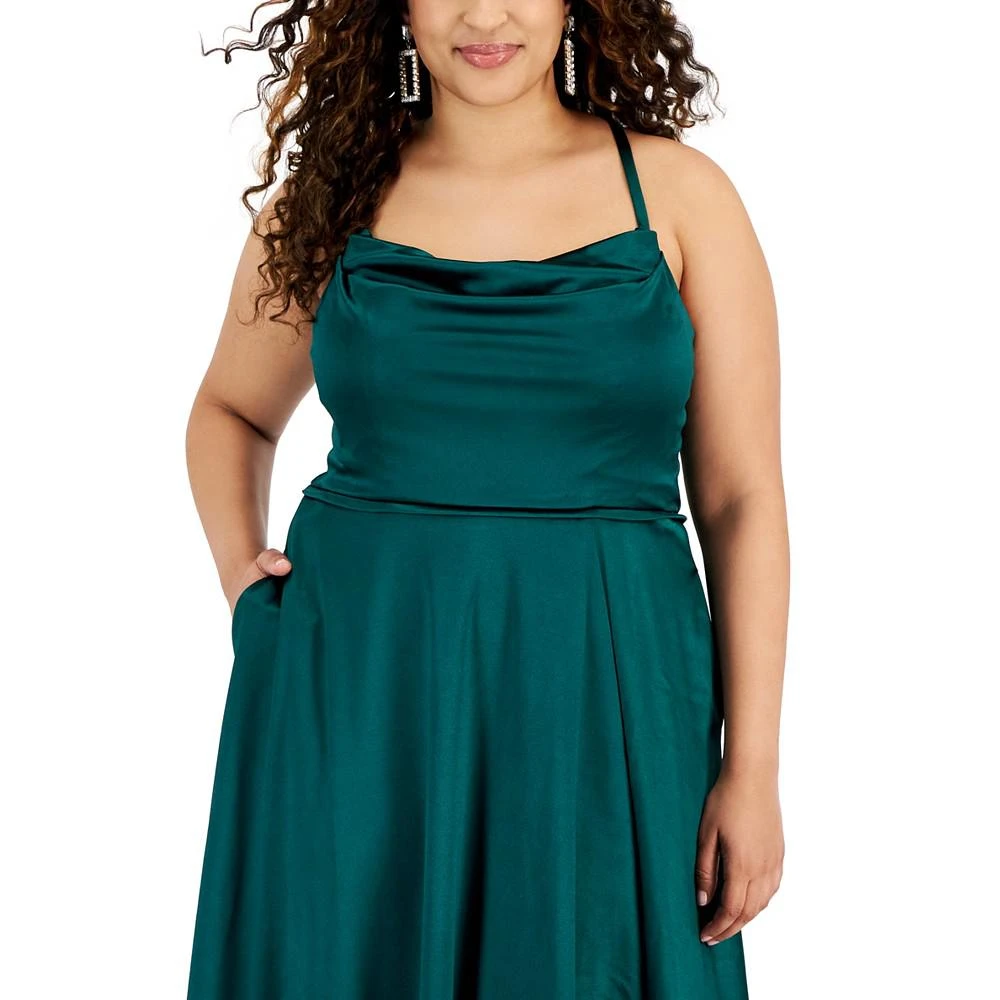 商品Emerald Sundae|Trendy Plus Size Cowl Neck Fit & Flare Dress,价格¥580,第4张图片详细描述