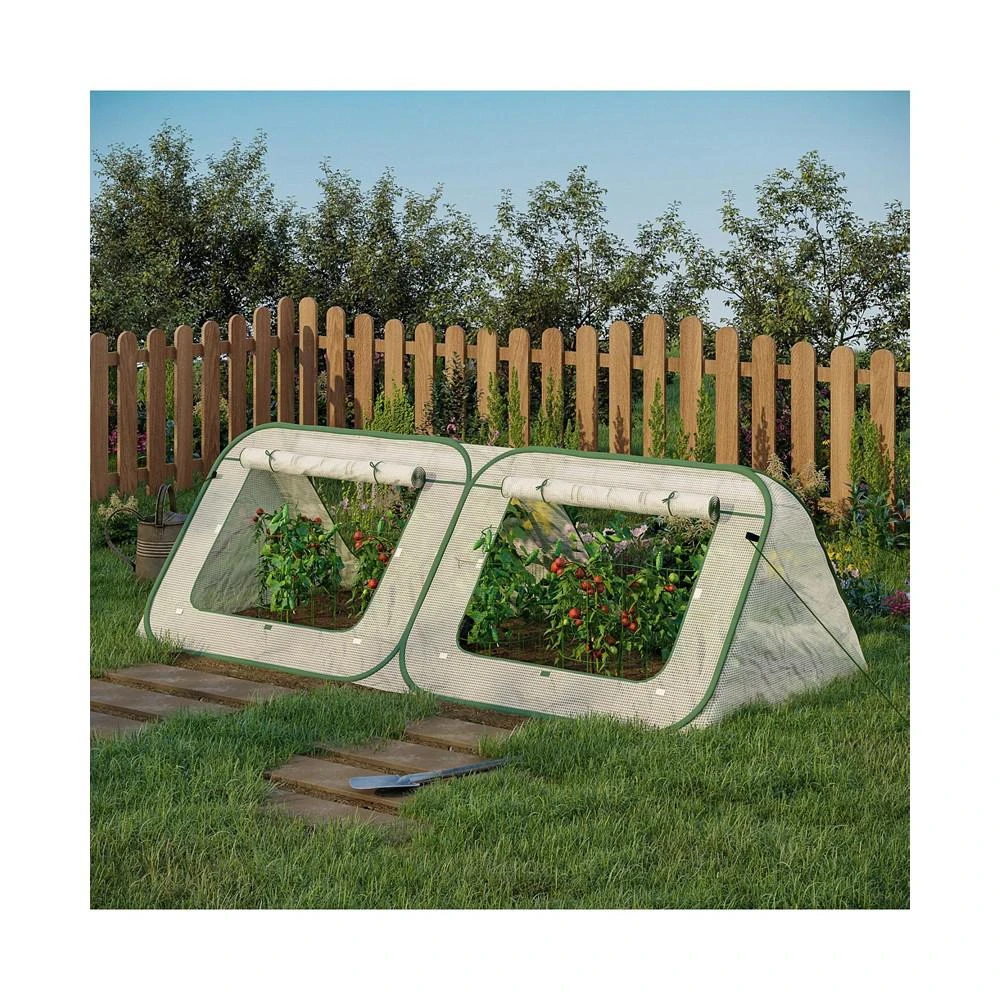 商品Outsunny|Pop Up Mini Greenhouse w/ Roll Up Doors & PE Cover, 95" x 47" x 30",价格¥553,第3张图片详细描述
