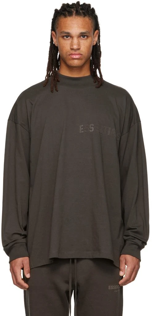 Fear of God ESSENTIALS Gray Flocked Long Sleeve T-Shirt 1