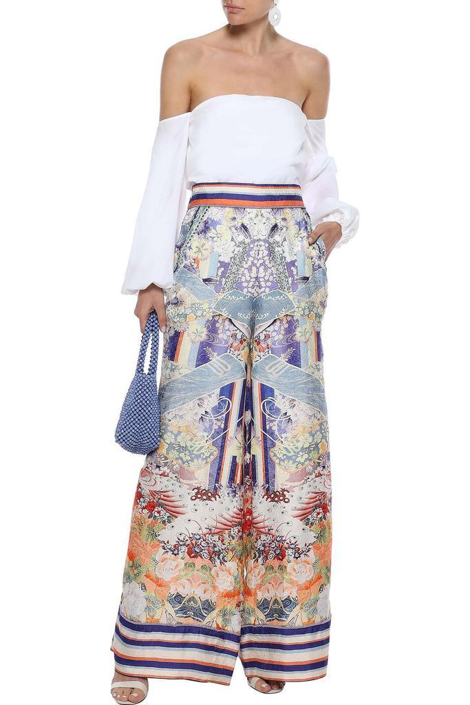 商品Camilla|Crystal-embellished printed satin-jacquard wide-leg pants,价格¥2319,第4张图片详细描述