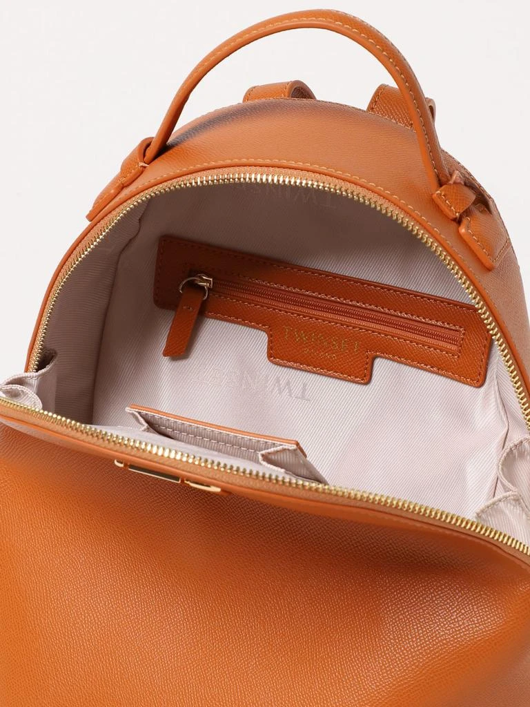 商品TWINSET|Twinset backpack in grained synthetic leather with logo,价格¥1037,第4张图片详细描述
