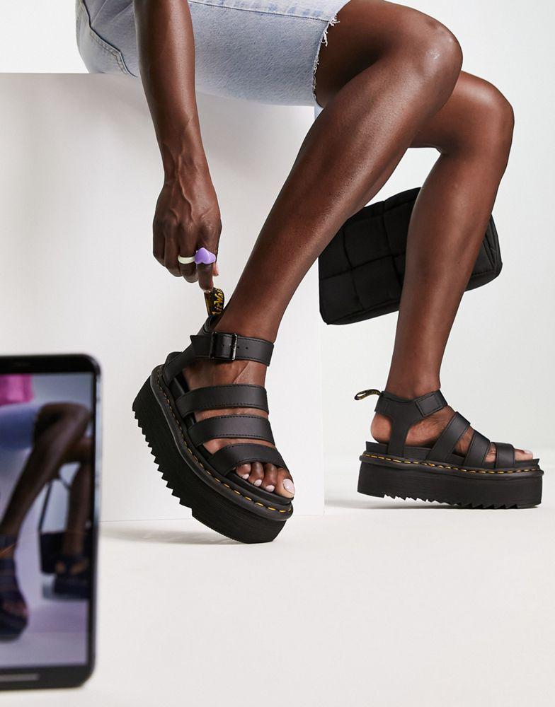 商品Dr. Martens|Dr Martens Blaire Quad flatform sandals in black,价格¥911,第5张图片详细描述