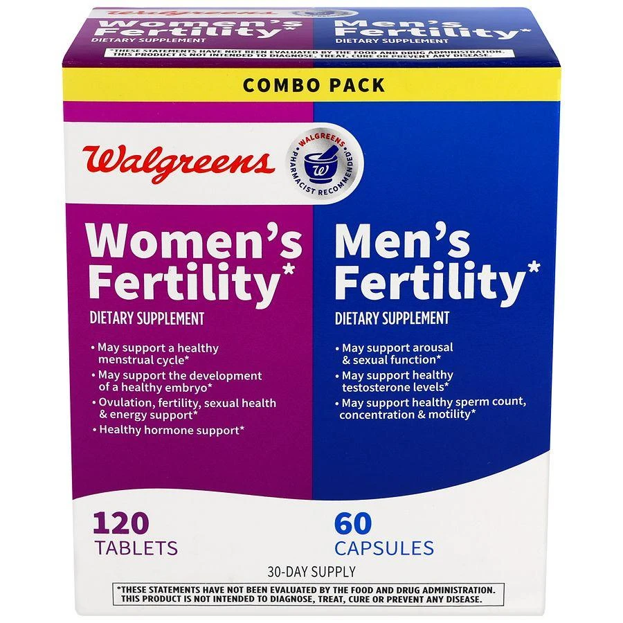 商品Walgreens|Women's Fertility Tablets & Men's Fertility Capsules Combo Pack,价格¥195,第2张图片详细描述