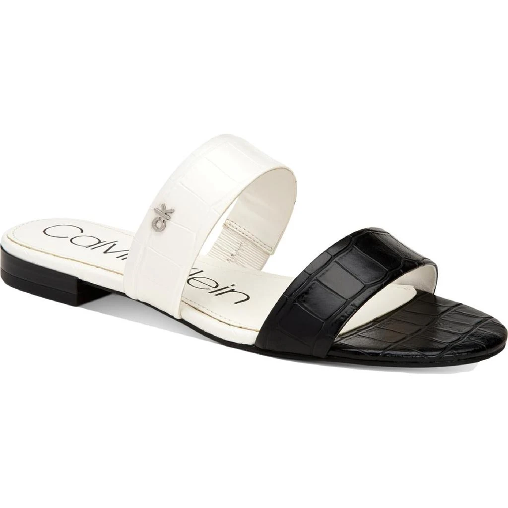 商品Calvin Klein|Calvin Klein Womens Elliana Croc Embossed Embossed Color Block Flat Sandals,价格¥130,第2张图片详细描述